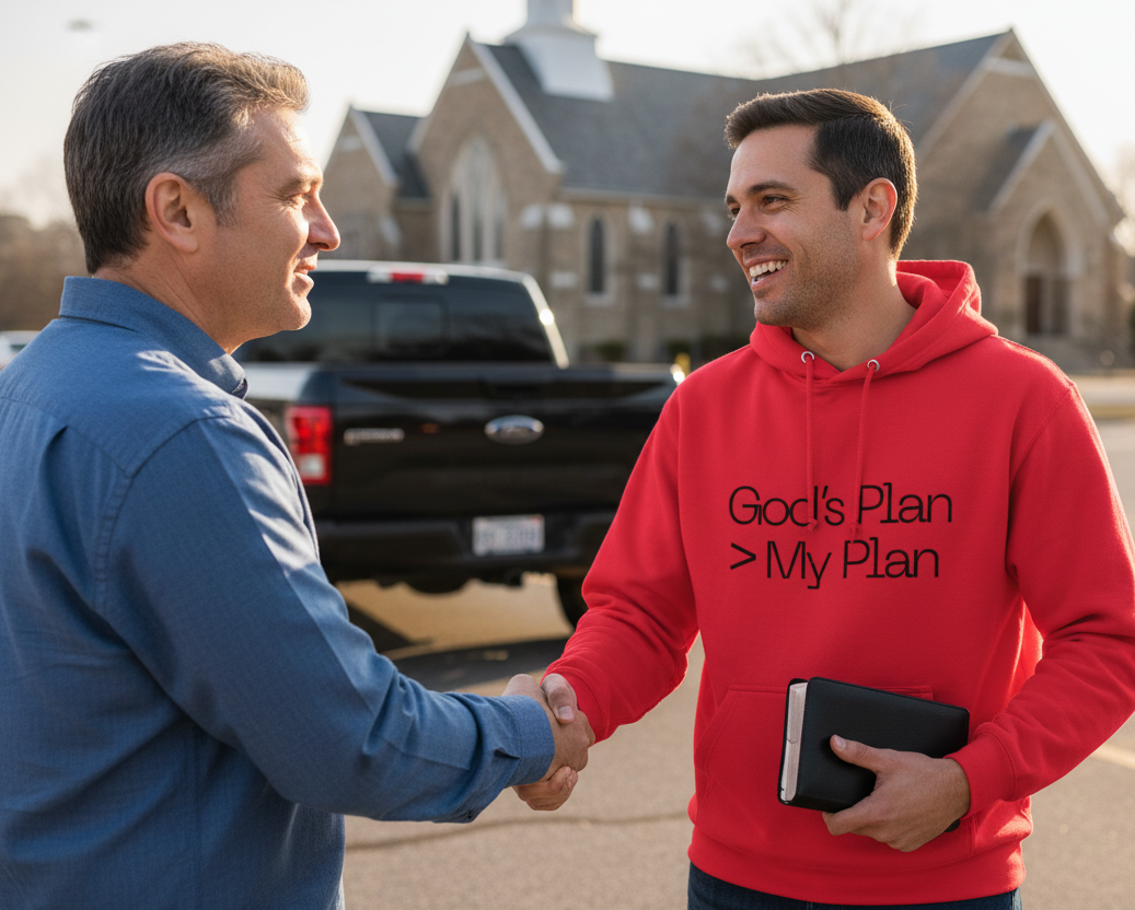 Mindset Collection Unisex Hoodie – "God's Plan > My Plan" Red Heavyweight Pullover