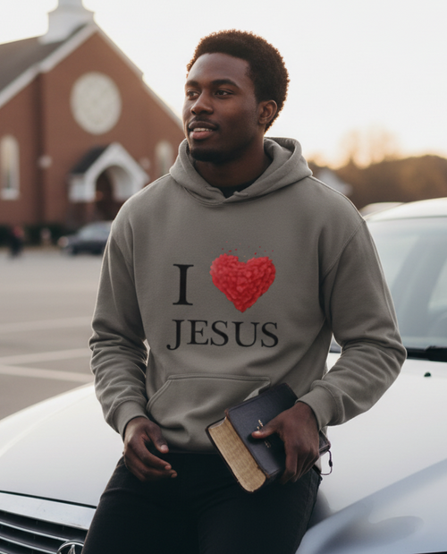 I Love Jesus Graphic Hoodie - Charcoal Gray