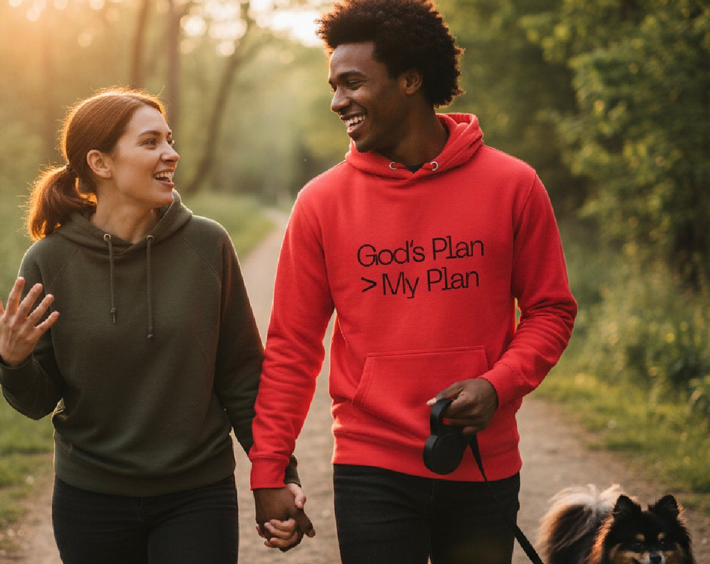 Mindset Collection Unisex Hoodie – "God's Plan > My Plan" Red Heavyweight Pullover