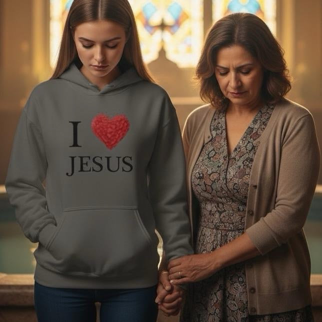 I Love Jesus Graphic Hoodie - Charcoal Gray