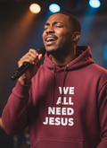 We All Need Jesus Graphic Hoodie - Maroon Burgundy