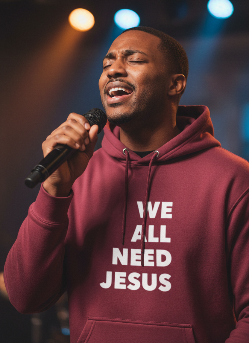 We All Need Jesus Graphic Hoodie - Maroon Burgundy