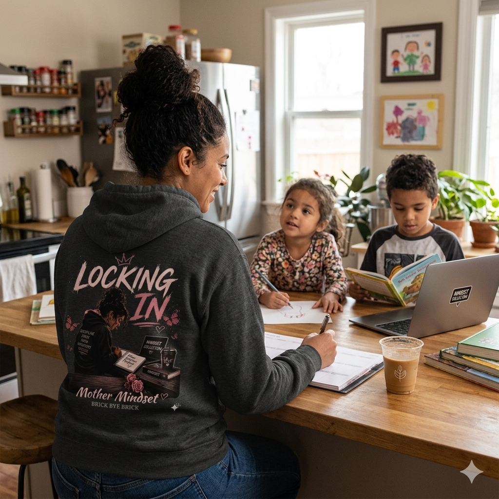 “Locking In” Hot Pink/Black Graphic Back Hoodie - Gray