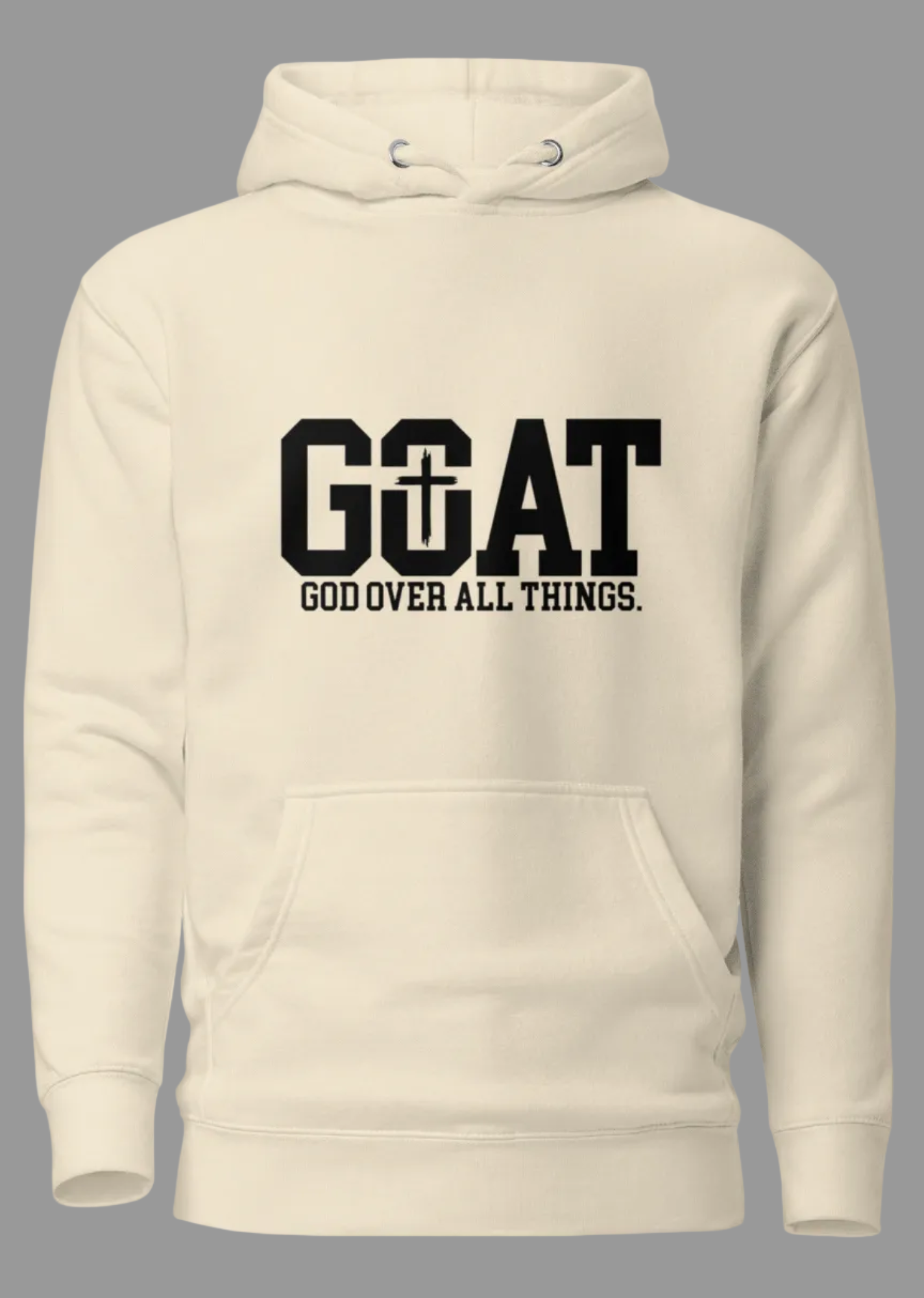 GOAT God Over All Things Graphic Hoodie - Bone Cream
