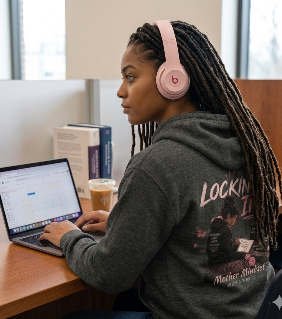 “Locking In” Hot Pink/Black Graphic Back Hoodie - Gray