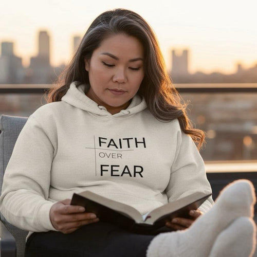 Faith Over Fear Graphic Hoodie - Oatmeal Beige