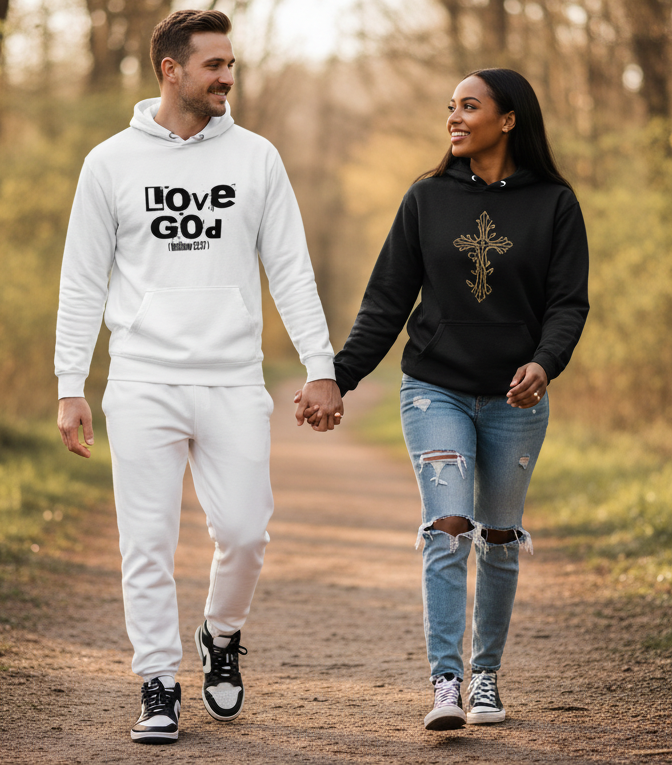 Love God Matthew 22:37 Back Graphic Hoodie - White