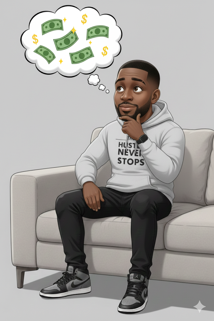 Mindset Collection Unisex Hoodie – "The Hustle Never Stops" Grey Heavyweight Pullover