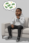 Mindset Collection Unisex Hoodie – "The Hustle Never Stops" Grey Heavyweight Pullover
