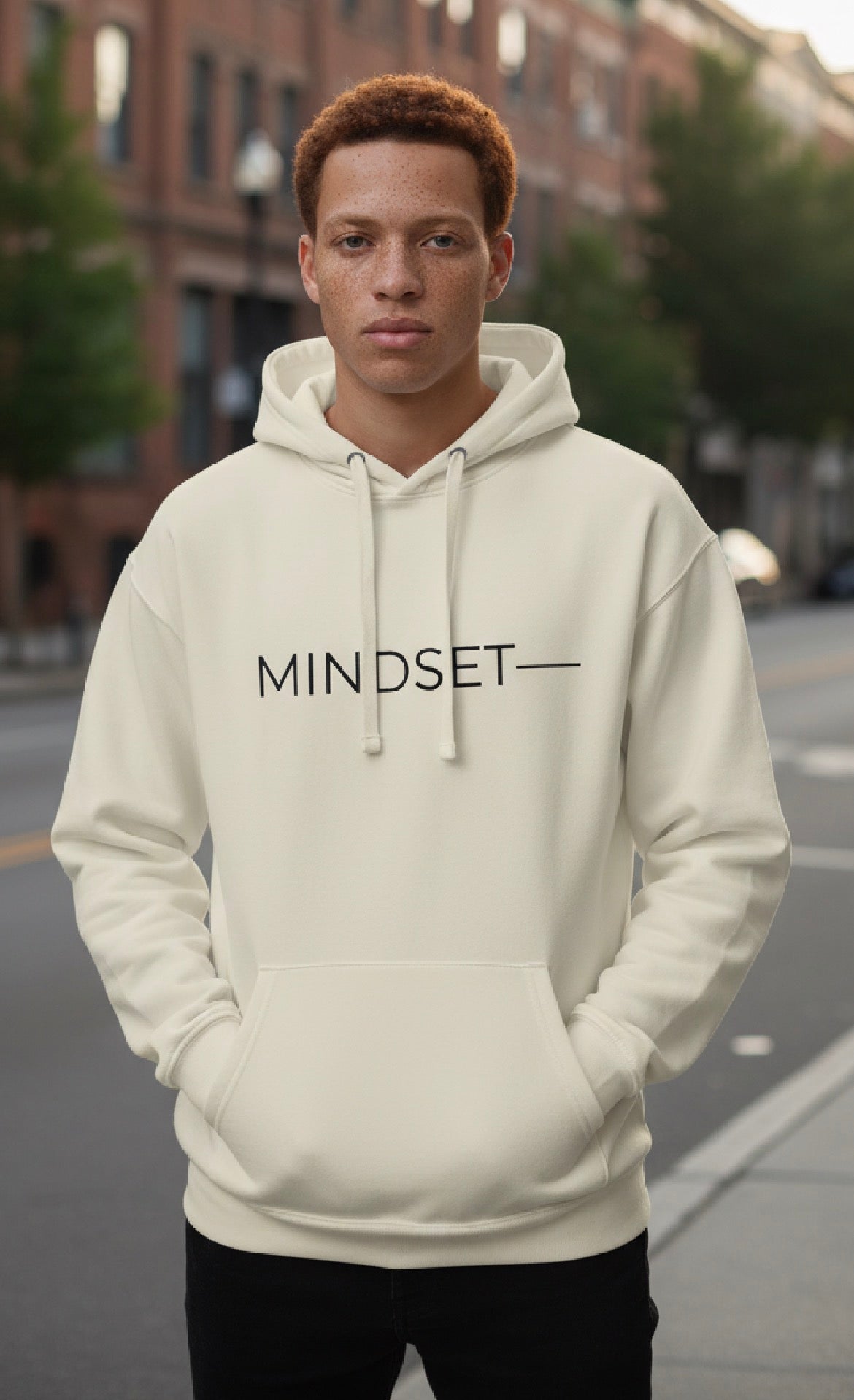 Mindset Collection Unisex Hoodie – Signature "MINDSET" Cream Heavyweight Pullover