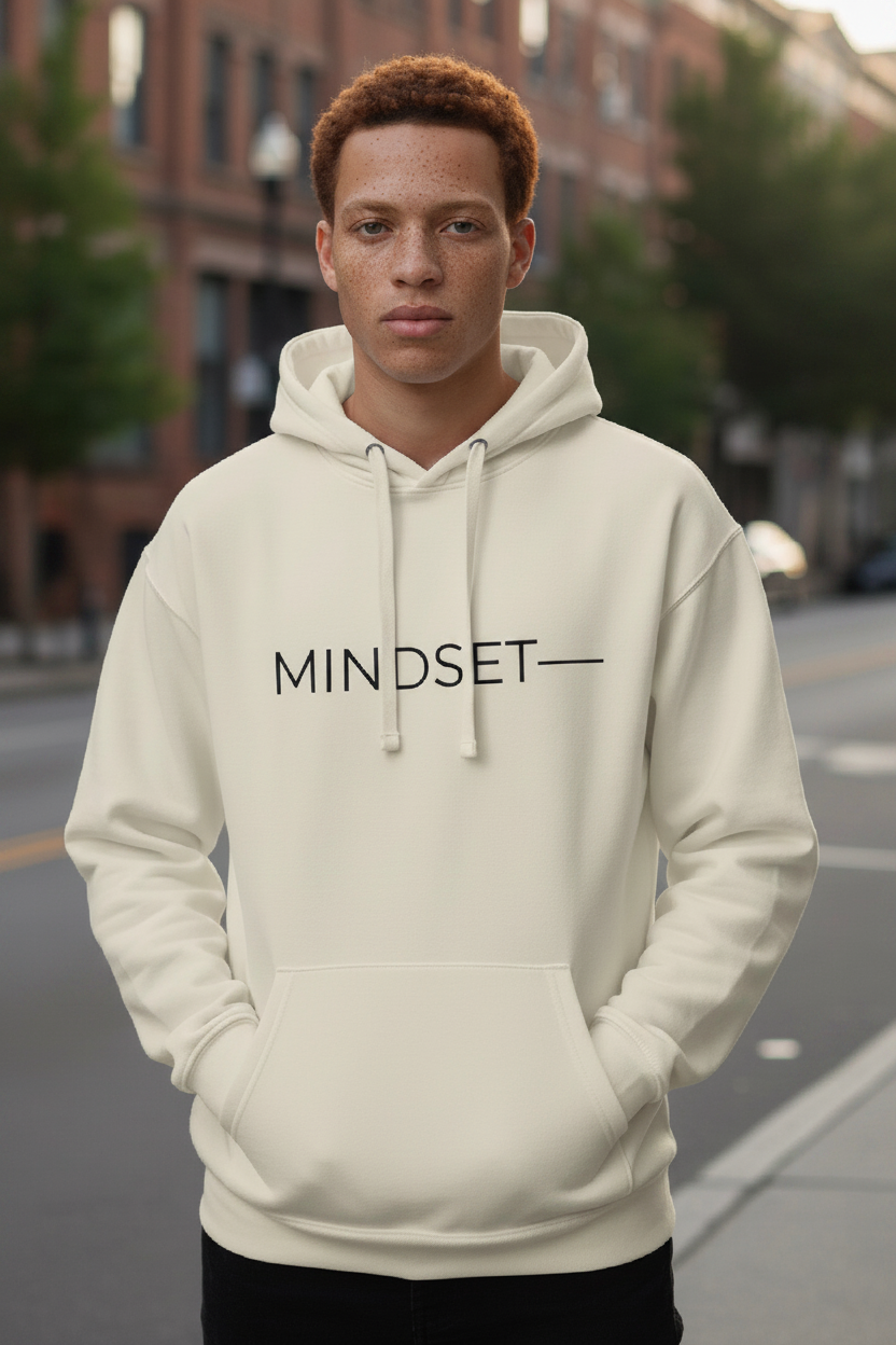Mindset Collection Unisex Hoodie – Signature "MINDSET" Cream Heavyweight Pullover