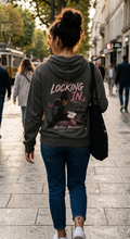 “Locking In” Hot Pink/Black Graphic Back Hoodie - Gray