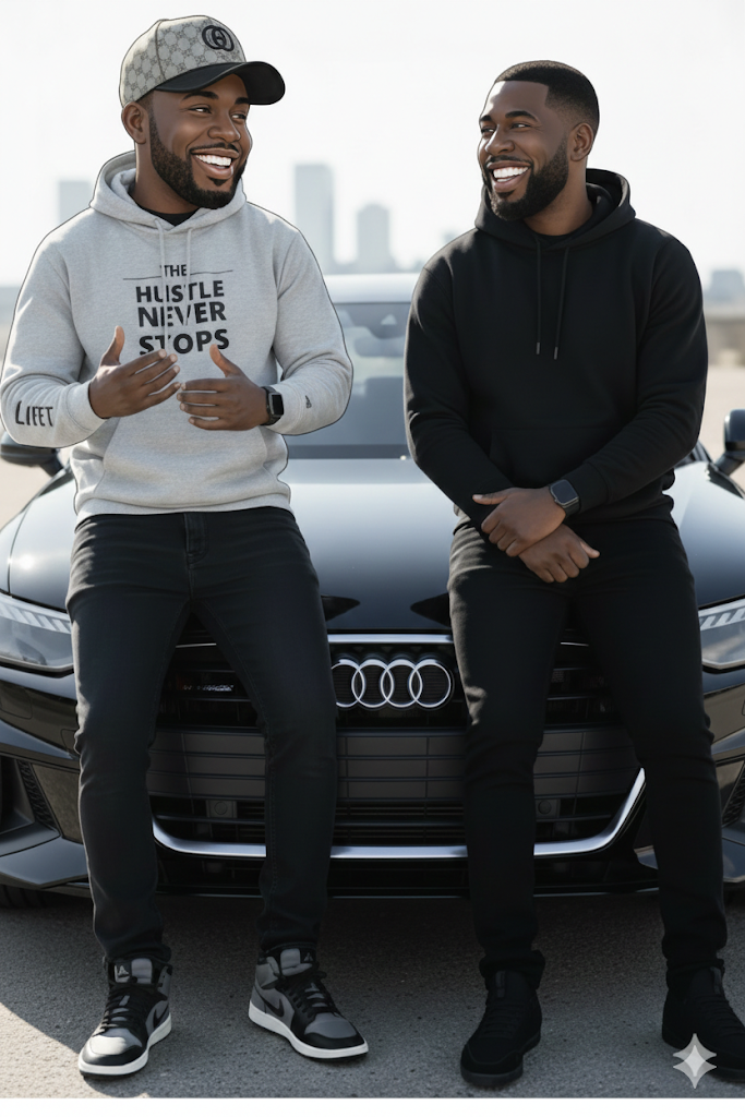 Mindset Collection Unisex Hoodie – "The Hustle Never Stops" Grey Heavyweight Pullover