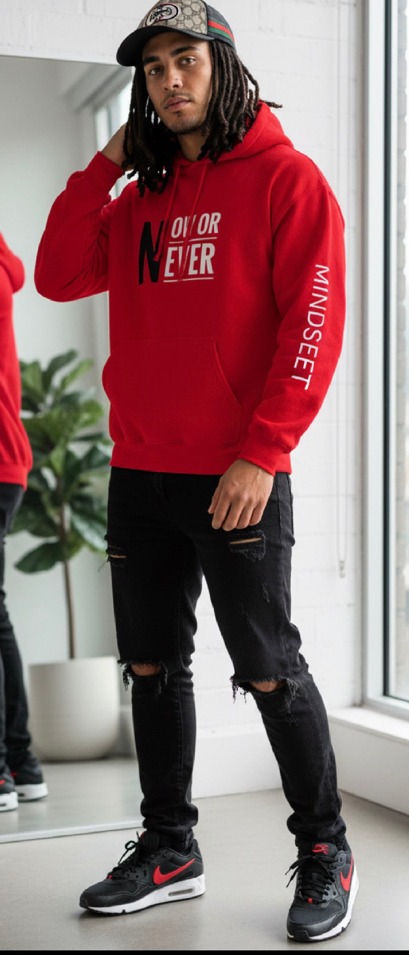 Mindset Collection Unisex Hoodie – "Now or Never" Red Heavyweight Pullover