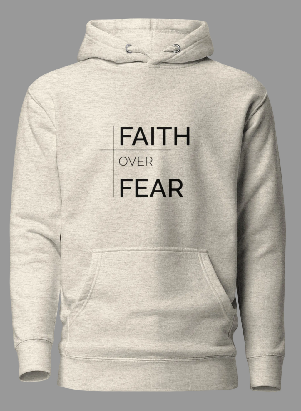 Faith Over Fear Graphic Hoodie - Oatmeal Beige