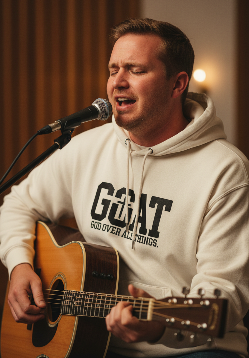 GOAT God Over All Things Graphic Hoodie - Bone Cream