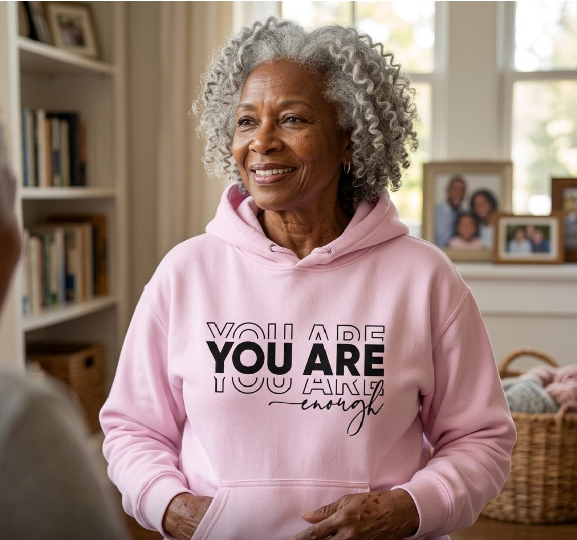 You Are Enough Hot Pink Pullover Hoodie