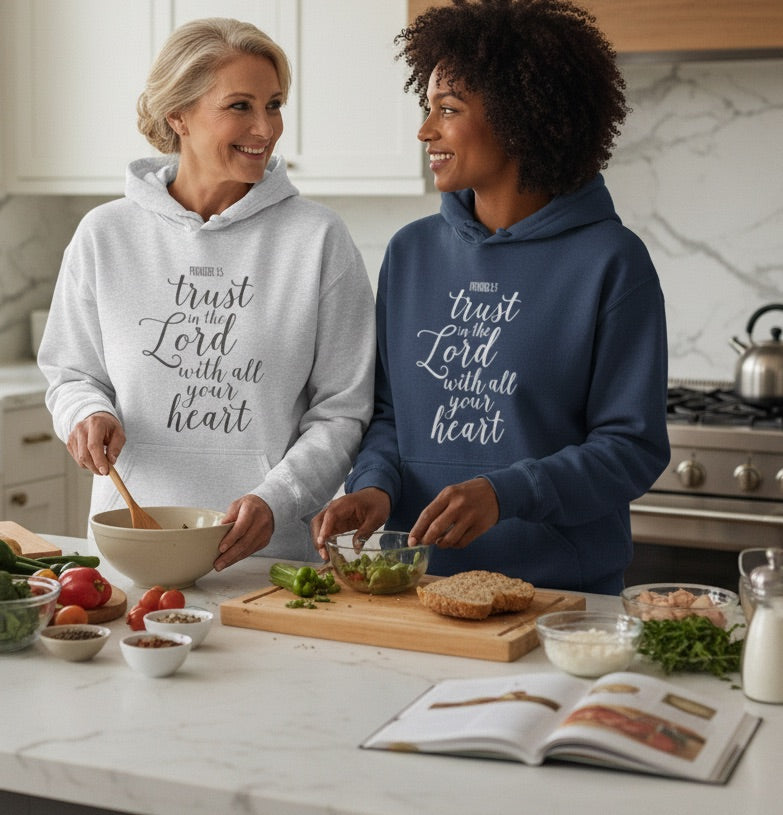 Trust In The Lord Proverbs 3:5 Graphic Hoodie - Cream Off-White