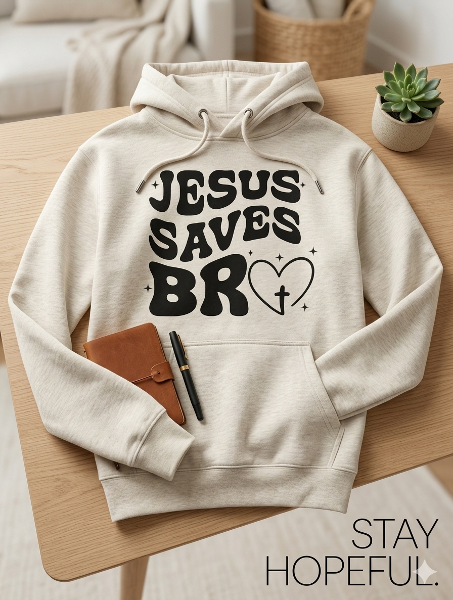 Jesus Saves Bro Hoodie | Christian Faith Graphic Pullover