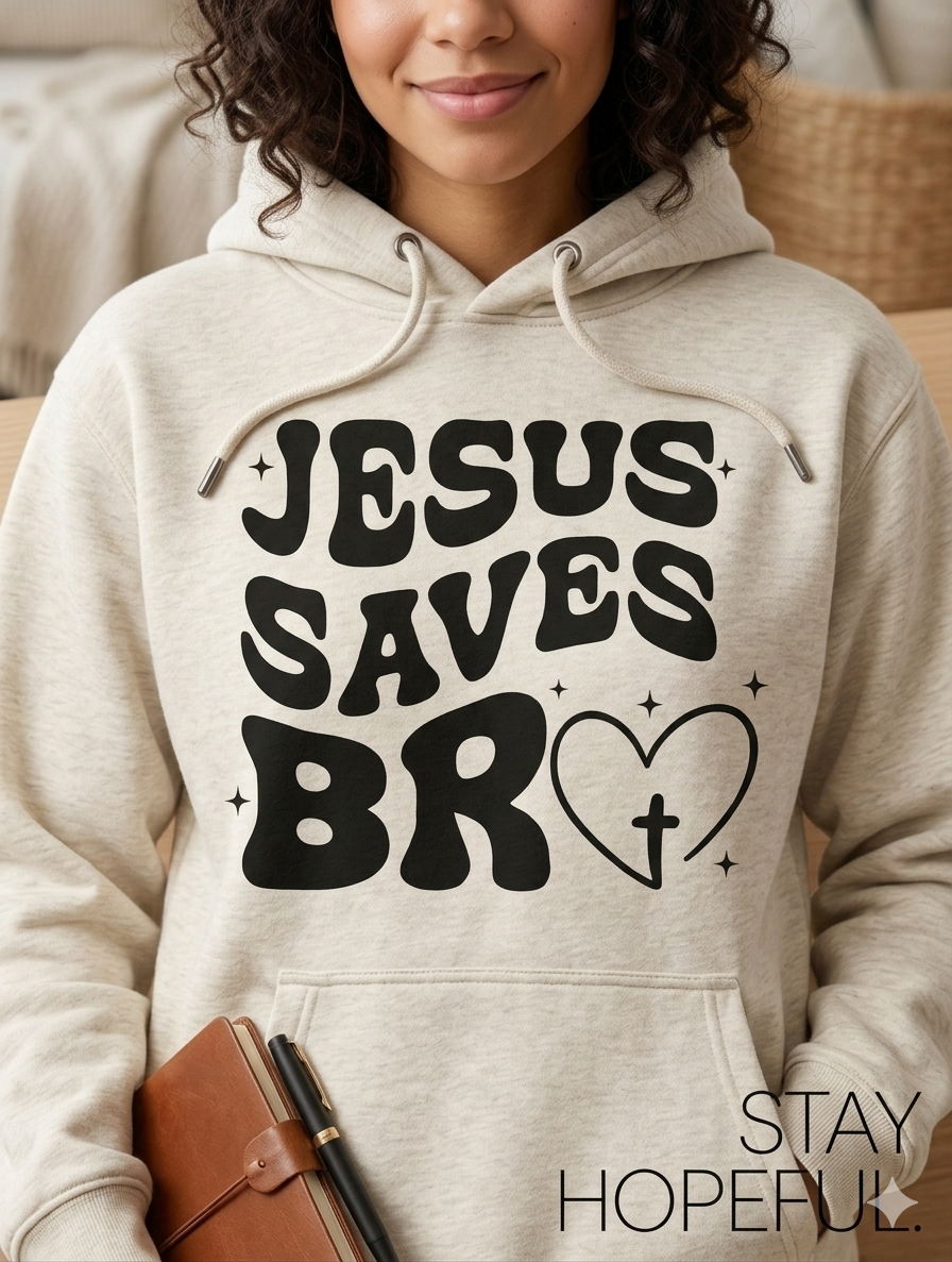 Jesus Saves Bro Hoodie | Christian Faith Graphic Pullover