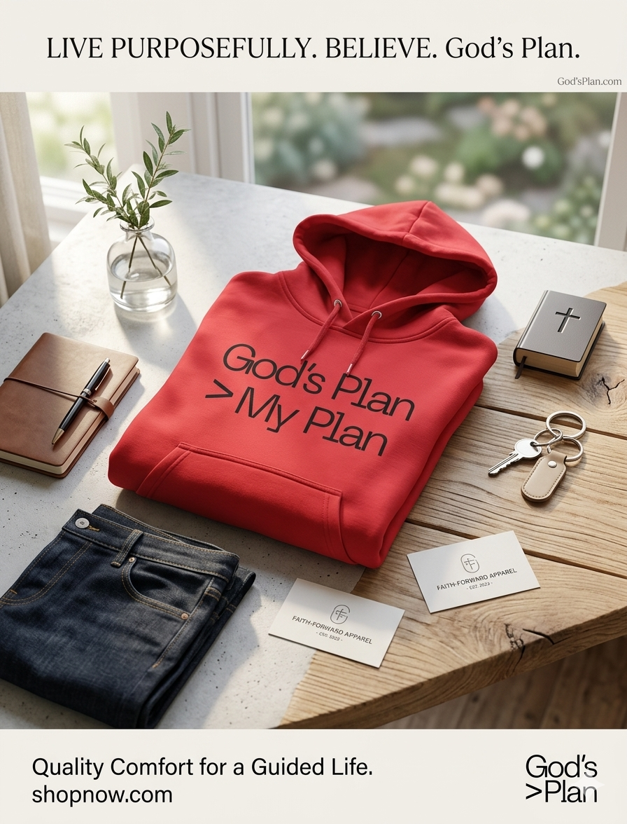 Mindset Collection Unisex Hoodie – "God's Plan > My Plan" Red Heavyweight Pullover