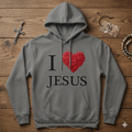 I Love Jesus Graphic Hoodie - Charcoal Gray