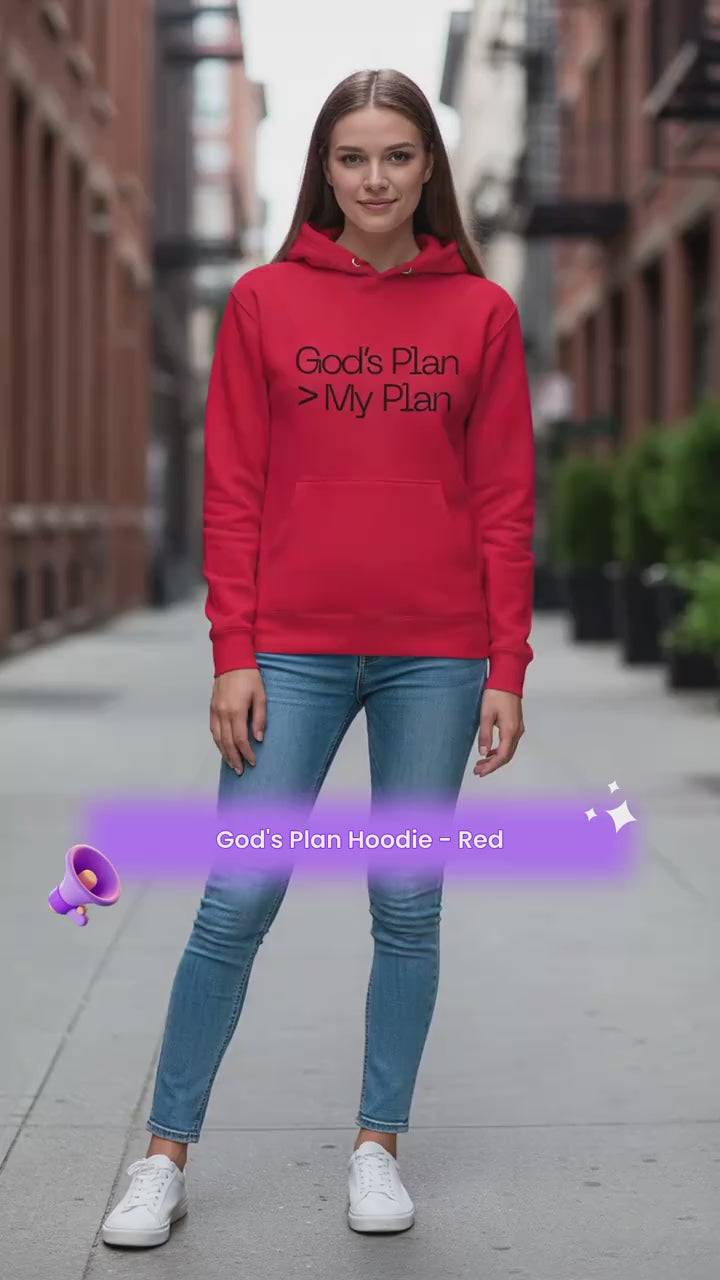 Mindset Collection Unisex Hoodie – "God's Plan > My Plan" Red Heavyweight Pullover