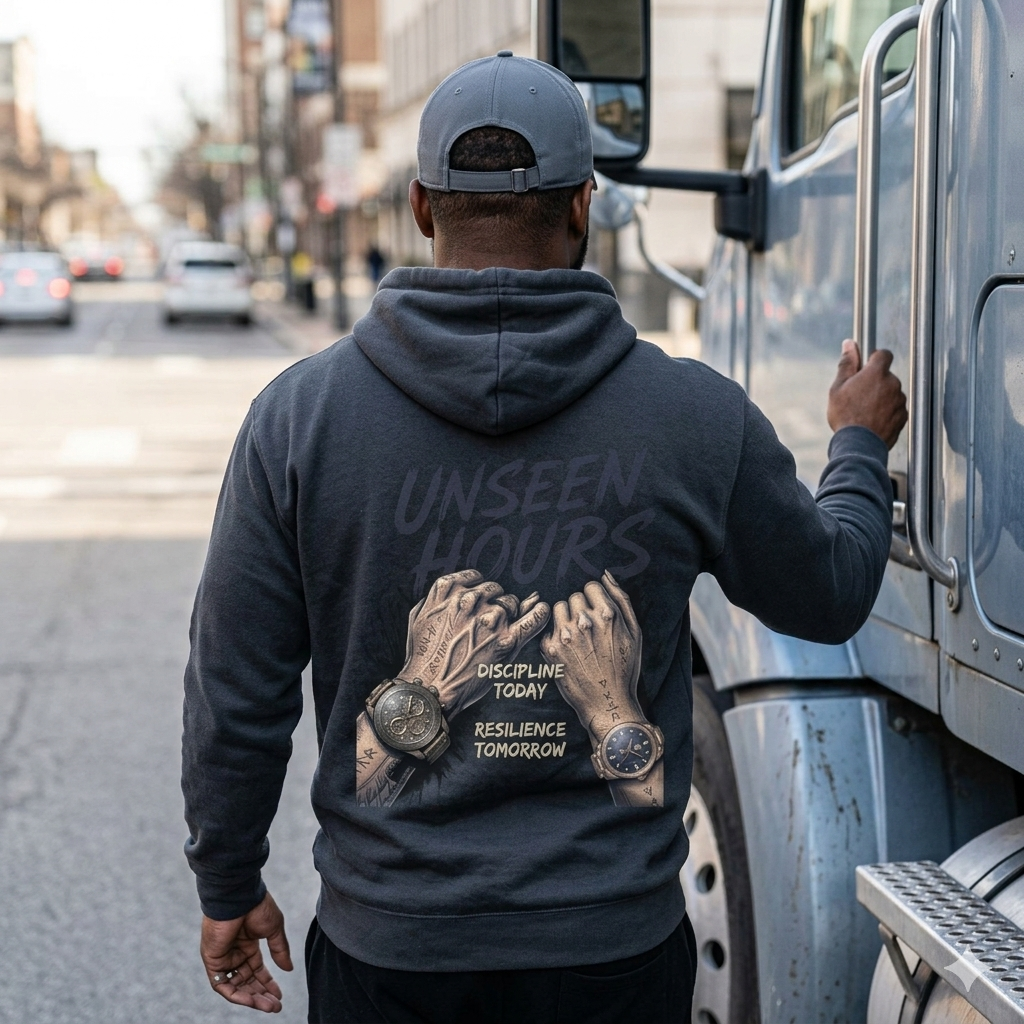 Unseen Hours Back Graphic Hoodie | MotherMindset Intention Collection – Charcoal Gray