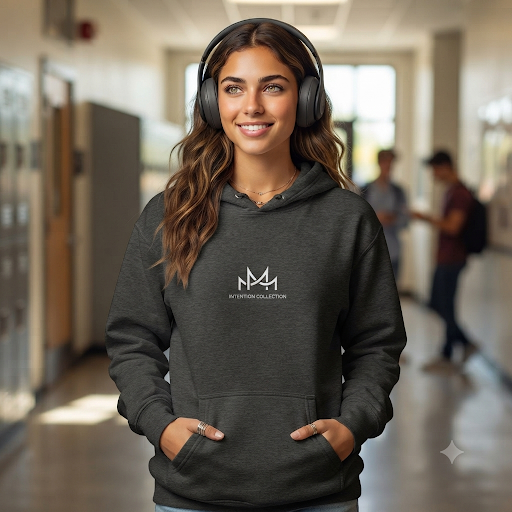 Unseen Hours Back Graphic Hoodie | MotherMindset Intention Collection – Charcoal Gray