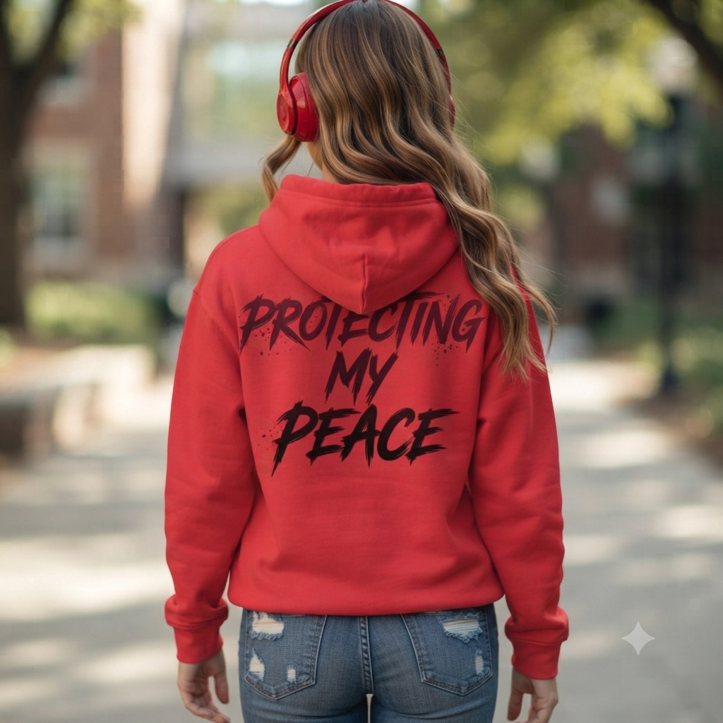 Protecting My Peace Back Graphic Hoodie | MotherMindset Intention Collection – Red