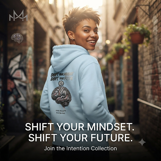 Shift Your Mindset Back Graphic Hoodie | MotherMindset Intention Collection – Baby Blue