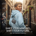 Shift Your Mindset Back Graphic Hoodie | MotherMindset Intention Collection – Baby Blue