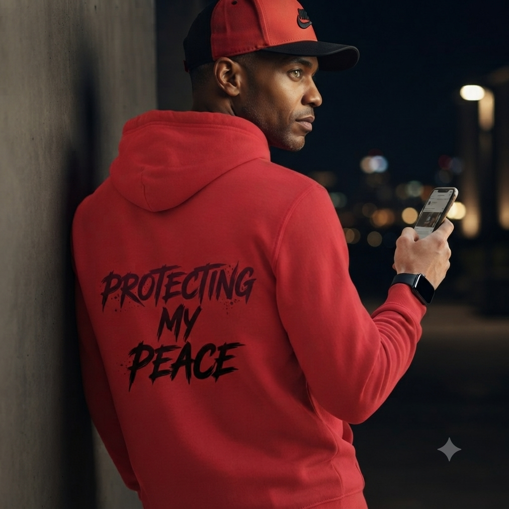 Protecting My Peace Back Graphic Hoodie | MotherMindset Intention Collection – Red