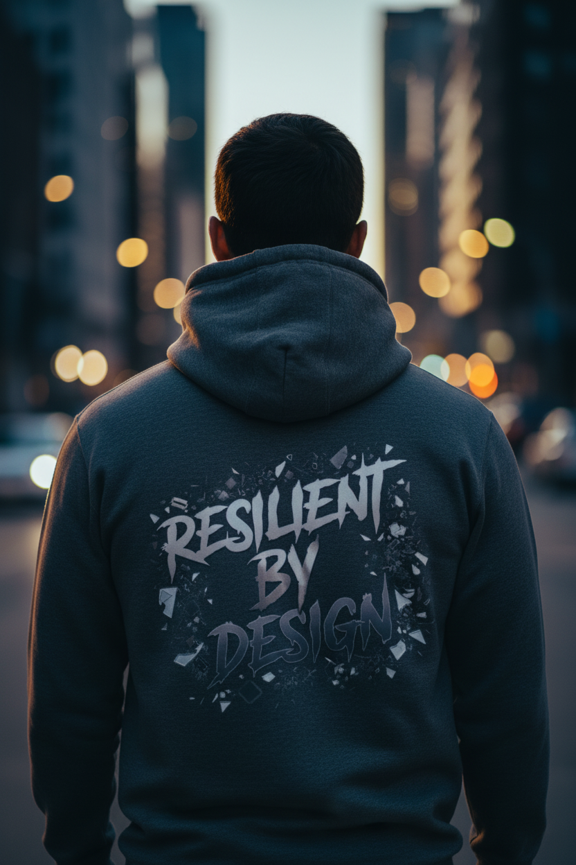 Resilient by Design Back Graphic Hoodie | MotherMindset Intention Collection – Dark Gray