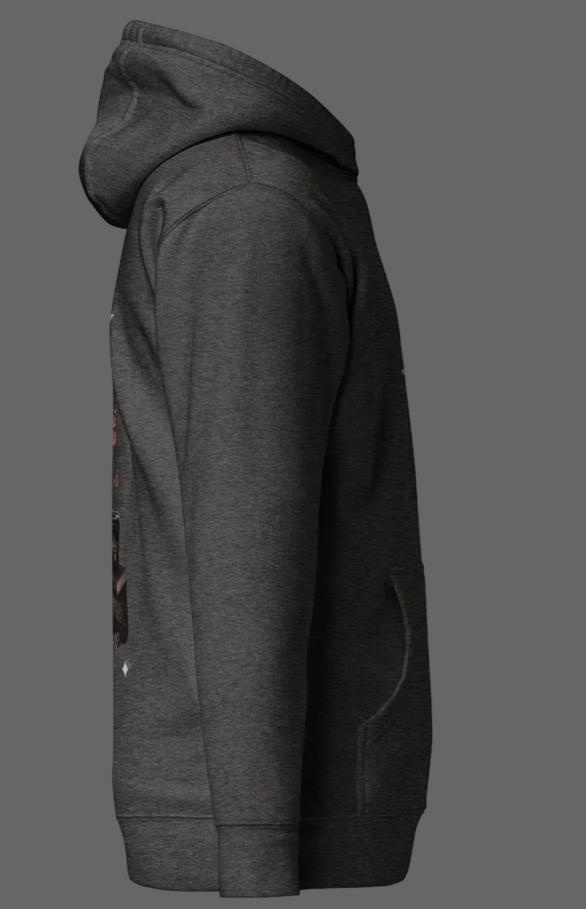“Locking In” Hot Pink/Black Graphic Back Hoodie - Gray