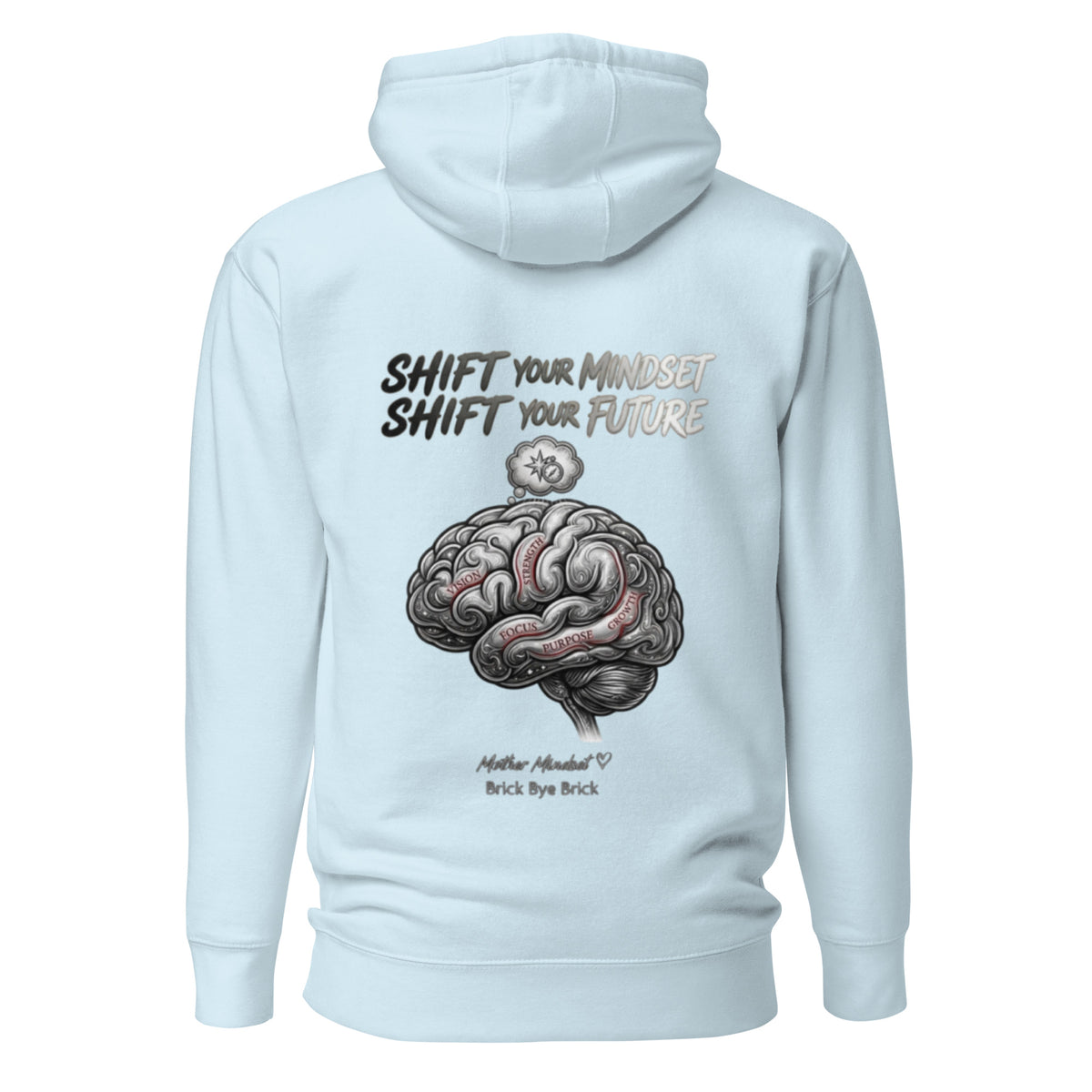 Shift Your Mindset Back Graphic Hoodie | MotherMindset Intention Collection – Baby Blue